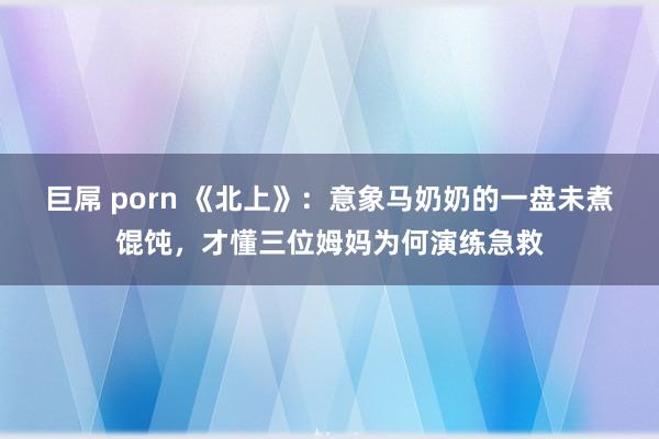 巨屌 porn 《北上》：意象马奶奶的一盘未煮馄饨，才懂三位姆妈为何演练急救