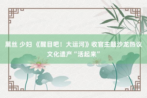 黑丝 少妇 《醒目吧！大运河》收官主题沙龙热议文化遗产“活起来”