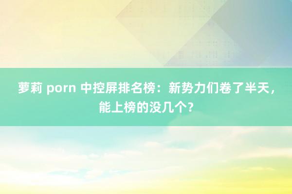萝莉 porn 中控屏排名榜：新势力们卷了半天，能上榜的没几个？