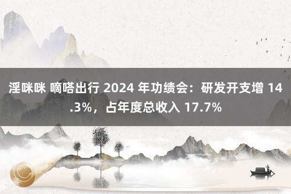 淫咪咪 嘀嗒出行 2024 年功绩会：研发开支增 14.3%，占年度总收入 17.7%