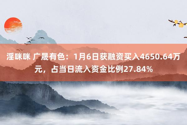 淫咪咪 广晟有色：1月6日获融资买入4650.64万元，占当日流入资金比例27.84%