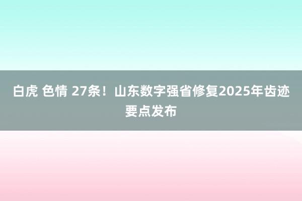 白虎 色情 27条！山东数字强省修复2025年齿迹要点发布