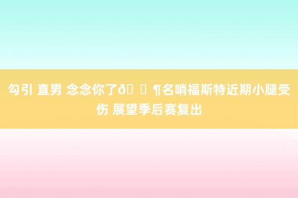 勾引 直男 念念你了🐶名哨福斯特近期小腿受伤 展望季后赛复出