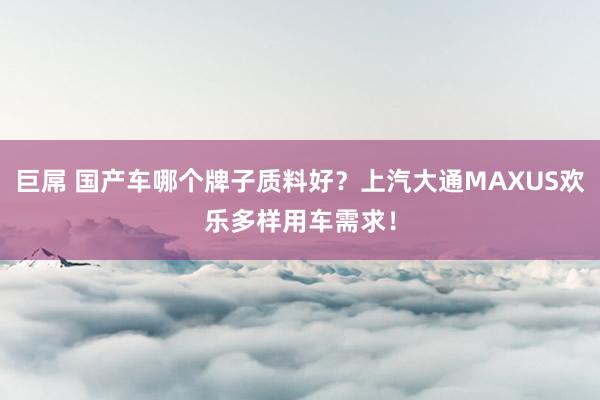 巨屌 国产车哪个牌子质料好？上汽大通MAXUS欢乐多样用车需求！