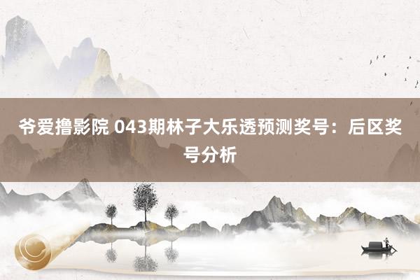 爷爱撸影院 043期林子大乐透预测奖号：后区奖号分析
